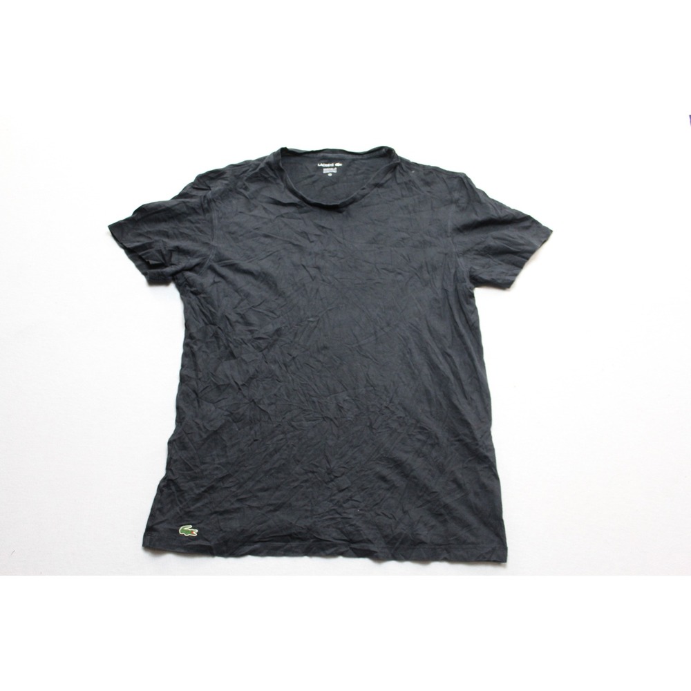 Lacoste T-Shirt Mens Medium Black Excellent Short Sleeve Embroidered Logo